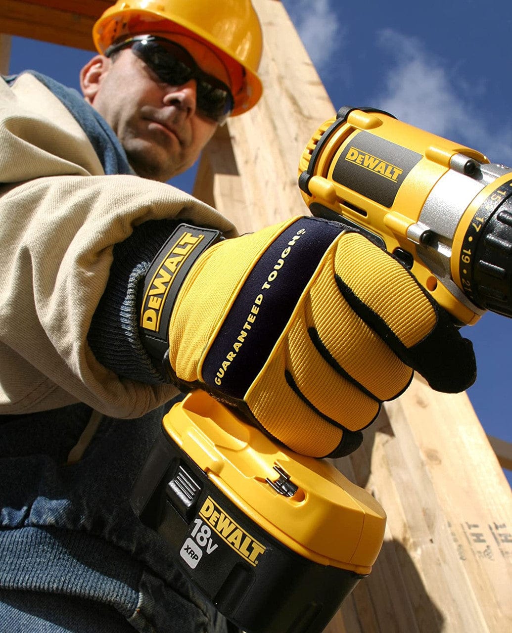 DEWALT DPG20 All Purpose Synthetic Leather Palm Gloves In Use