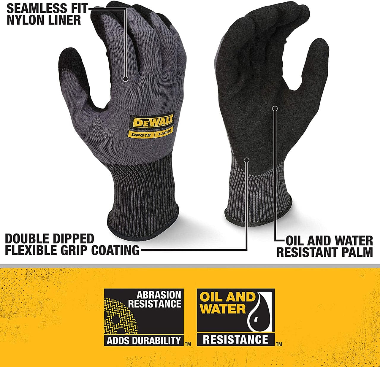 DeWalt DPG72 Flexible Durable Grip Work Gloves Key Features