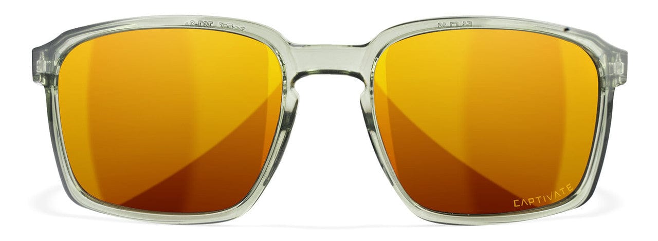 Wiley X Alfa Safety Sunglasses with Olive Frame and Captivate Polarized Bronze Mirror Lens AC6ALF04 - Front View