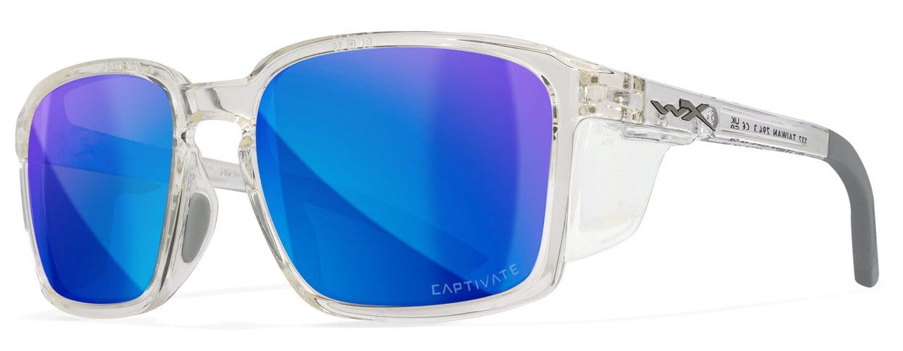 Wiley X Alfa Safety Sunglasses with Crystal Frame and Captivate Polarized Blue Mirror Lens WX-AC6ALF09 - with Side Shields