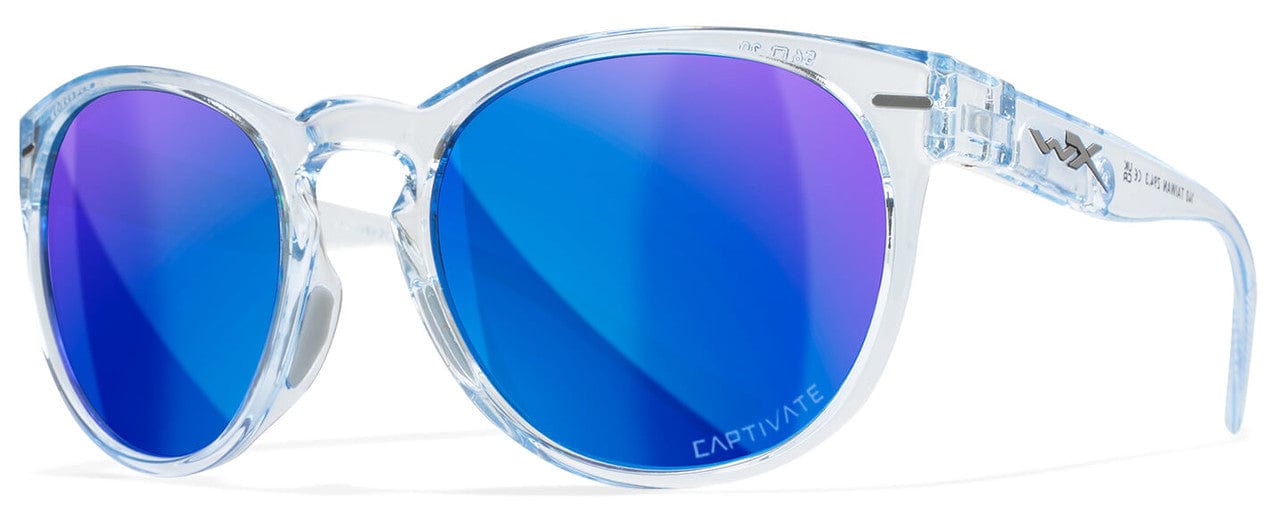Wiley X Covert Safety Sunglasses with Crystal Sapphire Frame and Captivate Polarized Blue Mirror Lens AC6CVT09