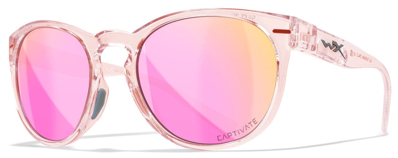 Wiley X Covert Safety Sunglasses with Crystal Blush Frame and Captivate Polarized Rose Gold Mirror Lens AC6CVT10