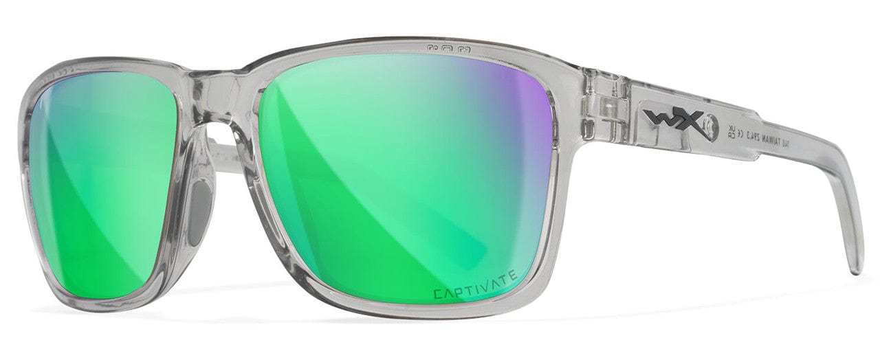 Wiley X Trek Safety Sunglasses with Crystal Gray Frame and Captivate Polarized Green Mirror Lens WX-AC6TRK07
