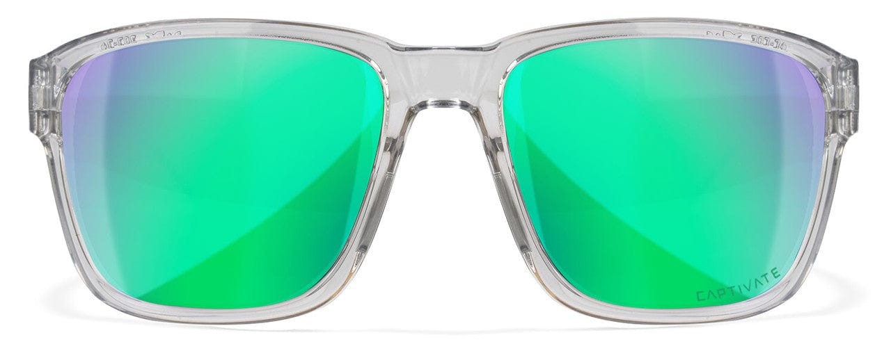Wiley X Trek Safety Sunglasses with Crystal Gray Frame and Captivate Polarized Green Mirror Lens WX-AC6TRK07 - Front View