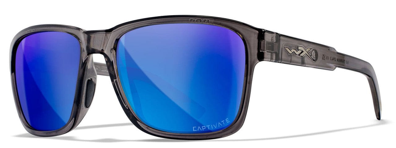 Wiley X Trek Safety Sunglasses with Stealth Gray Frame and Captivate Polarized Blue Mirror Lens AC6TRK09
