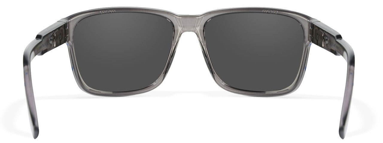 Wiley X Trek Safety Sunglasses with Stealth Gray Frame and Captivate Polarized Blue Mirror Lens AC6TRK09 - Back View