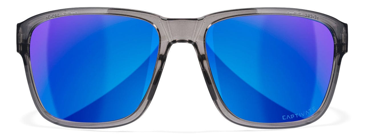 Wiley X Trek Safety Sunglasses with Stealth Gray Frame and Captivate Polarized Blue Mirror Lens AC6TRK09 - Front View