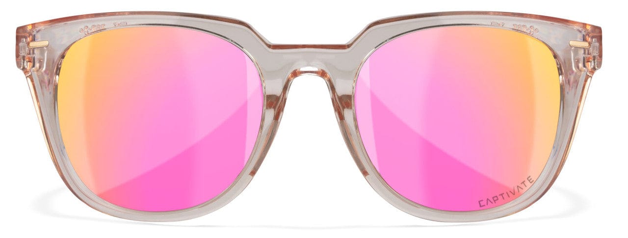 Wiley X Ultra Safety Sunglasses with Crystal Blush Frame and Captivate Polarized Rose Gold Mirror Lens AC6ULT10 - Front View