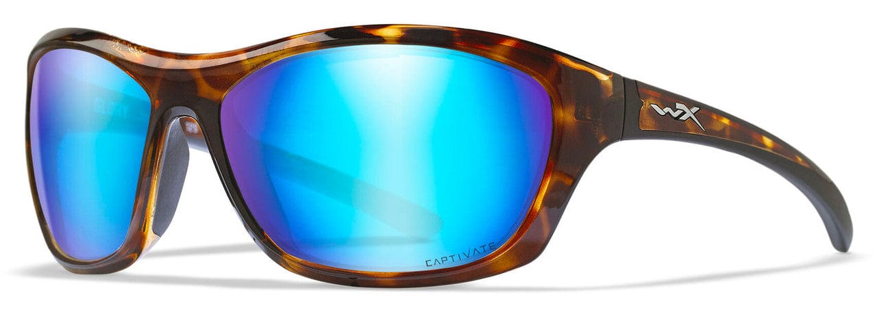 Wiley X Glory Safety Sunglasses with Gloss Demi Frame and Captivate Polarized Blue Mirror Lens