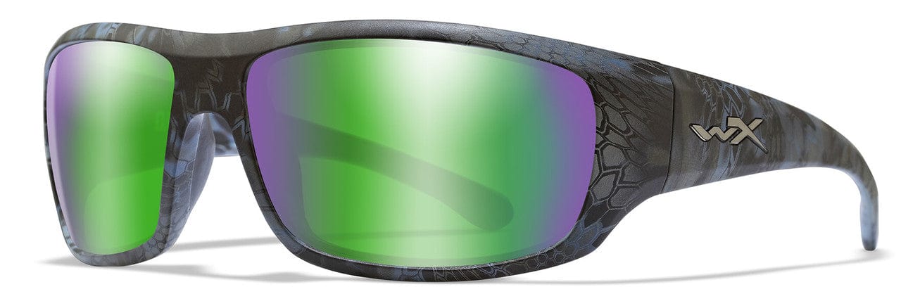 Wiley X Omega Safety Sunglasses with Kryptek Neptune Frame and Polarized Green Mirror Lens