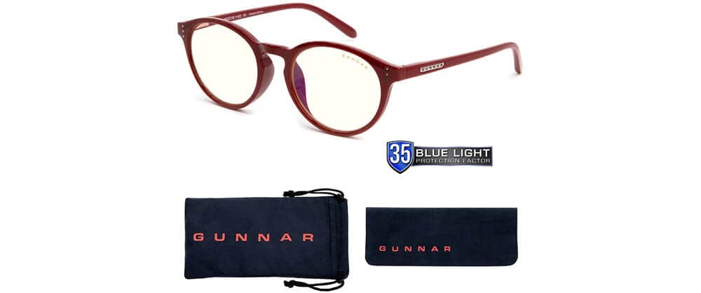 Gunnar Attache Computer Glasses with Dark Red Frame and Clear Lens - Accessories