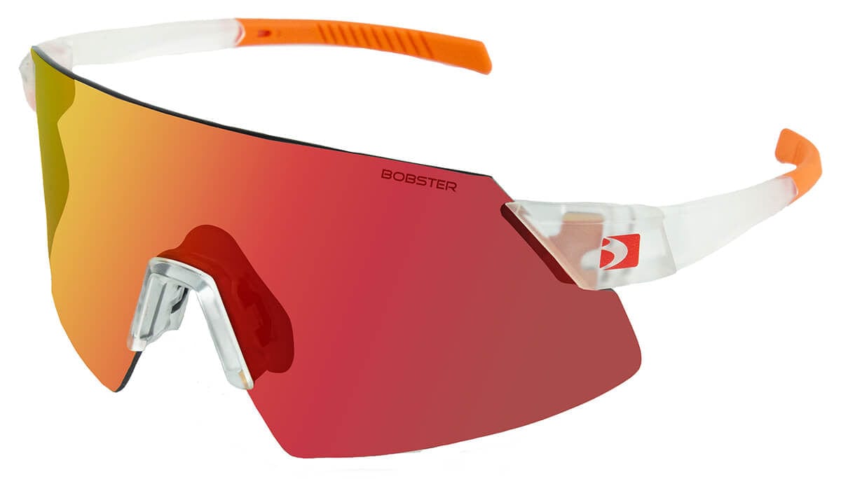 Bobster Cadence Cycling Sunglasses with Clear/Orange Frame and Smoke Black Red Revo, Clear, & Yellow Lenses BCAD01