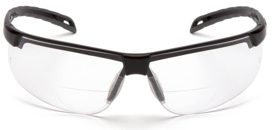 Pyramex Ever-Lite Reader Safety Glasses with Black Frame and Clear H2MAX Anti-Fog Lens - Front View