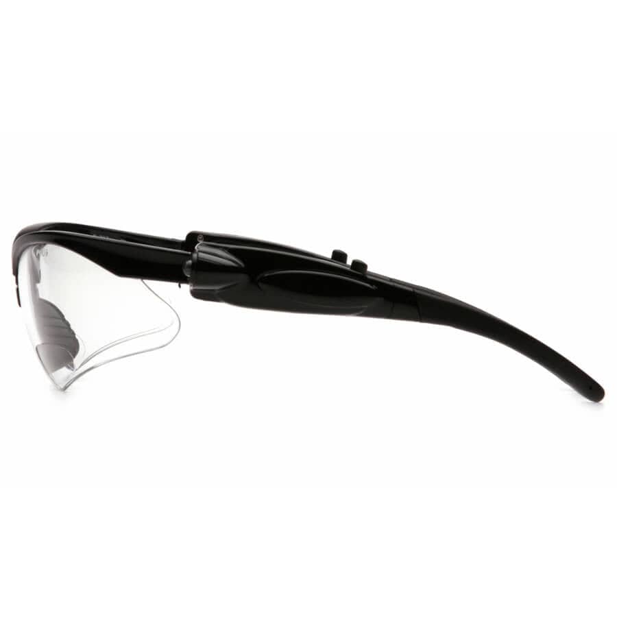 Pyramex PMXtreme LED Bifocal Safety Glasses with Black Frame and Clear Anti-Fog Lens - Side