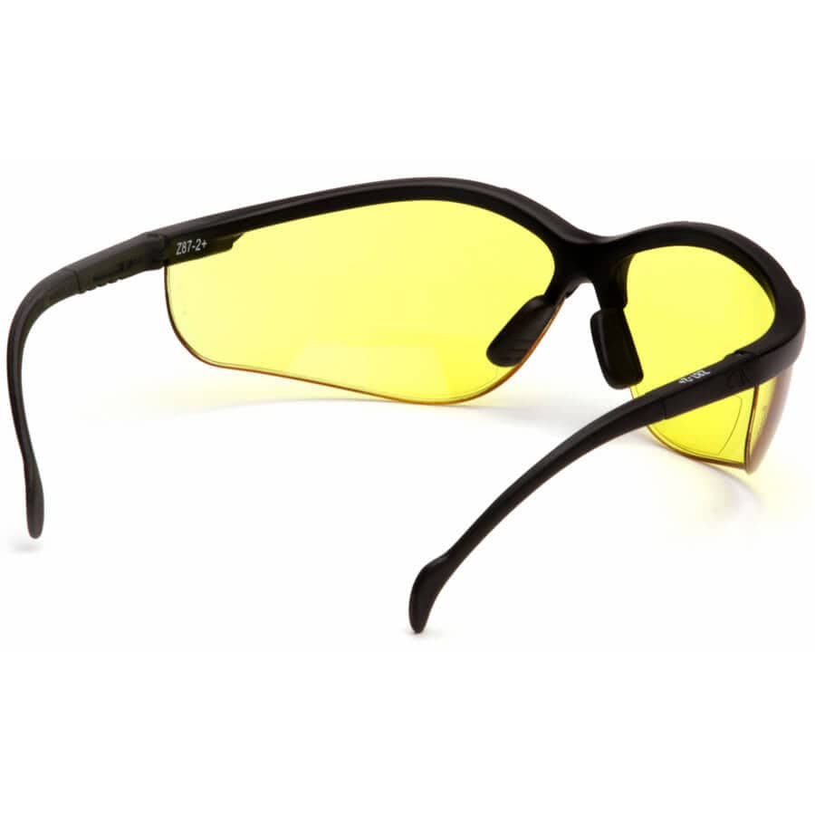 Pyramex Venture II Bifocal Safety Glasses with Black Frame and Amber Lens - Back