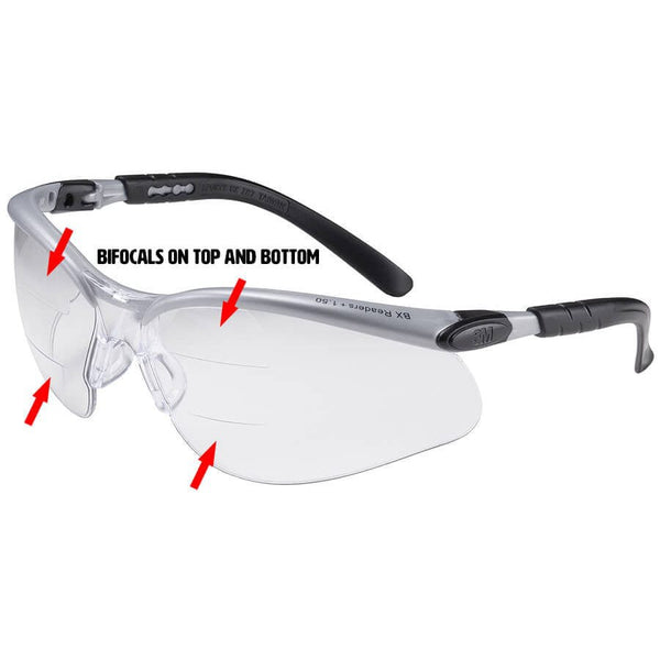 3M BX Dual Reader Safety Glasses Clear Anti-Fog Lens