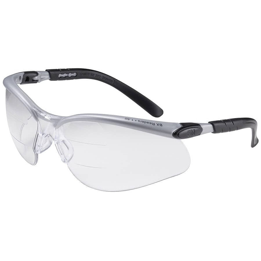 safety goggles readers BX Dual Reader Safety Eyewear, +2.5 Diopter Polycarbon Anti-Fog Lenses, Silver/Black Frame