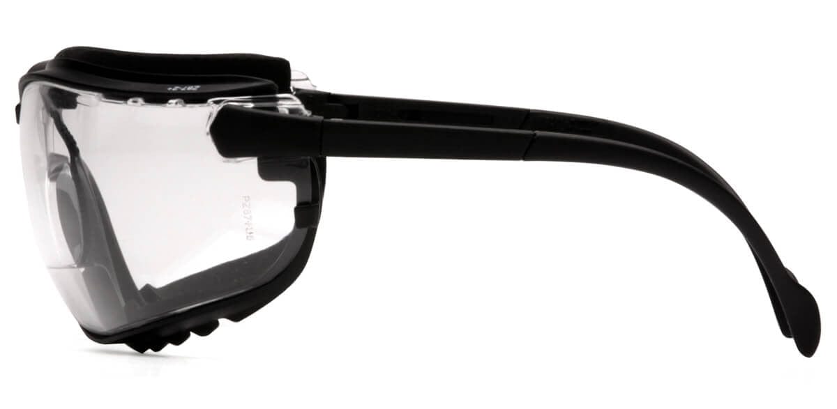 Pyramex V2G Bifocal Safety Glasses/Goggles with Black Frame and Clear Lens - Side