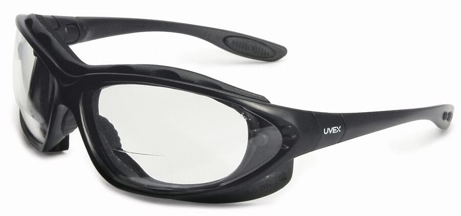 Uvex Seismic Bifocal Safety Glasses/Goggles with Black Frame and Clear Anti-Fog Lens
