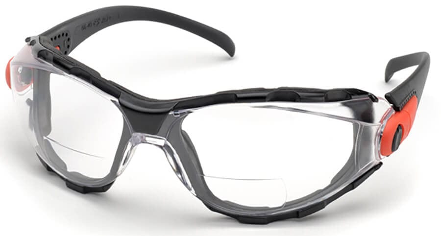 Elvex Go-Specs Bifocal Safety Glasses with Black Frame, Foam Seal and Clear Anti-Fog Lens RX-GG-40C-AF