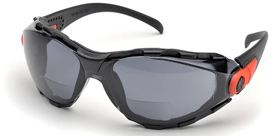Elvex Go-Specs Bifocal Safety Glasses with Black Frame, Foam Seal and Gray Anti-Fog Lens