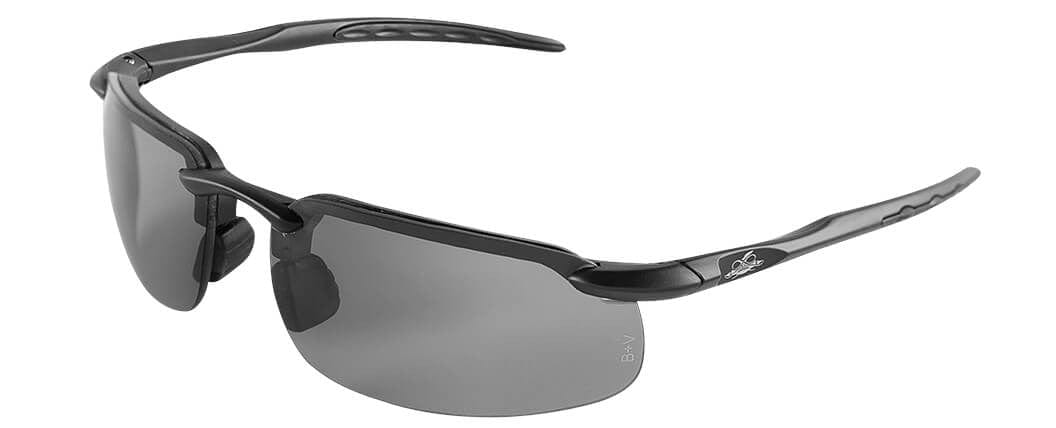 Bullhead Swordfish Safety Glasses with Matte Black Frame and Polarized/Photochromic Smoke Lens BH1061213