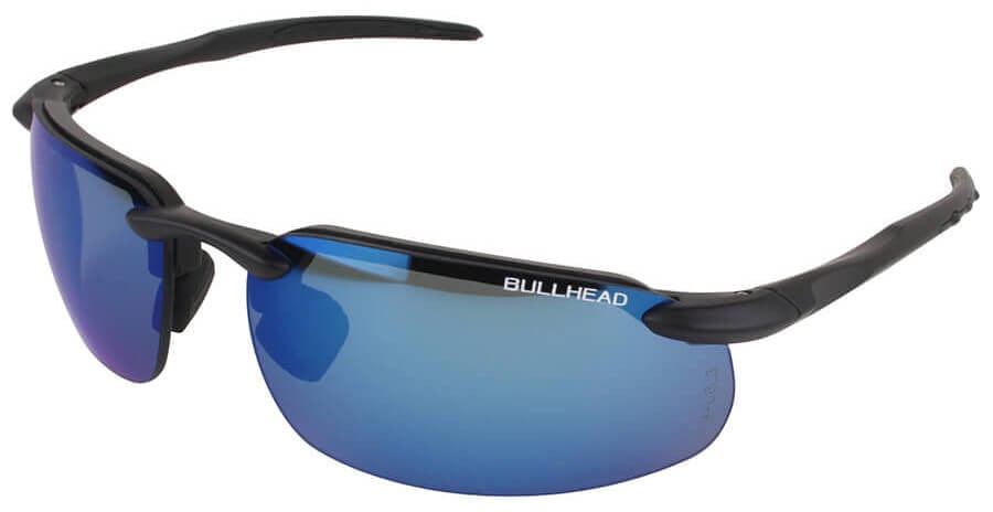 Bullhead Swordfish Safety Glasses with Matte Black Frame and Polarized Precision Blue Mirror Lens BH106129
