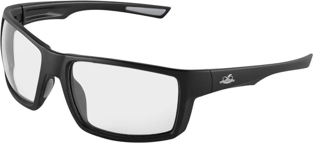 Bullhead Sawfish Safety Glasses with Black Frame and Clear Anti-Fog Lens BH2661AF