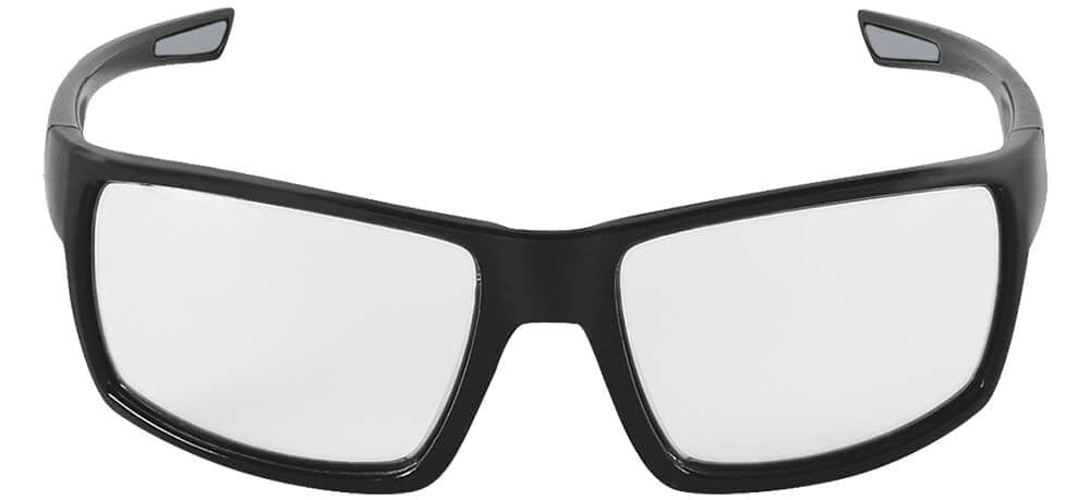 Bullhead Sawfish Safety Glasses with Black Frame and Clear Anti-Fog Lens BH2661AF - Front View
