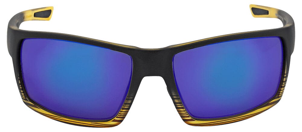 Bullhead Sawfish Safety Glasses with Tortoise Frame and Polarized Blue Mirror Anti-Fog Lens BH2679PFT - Front View