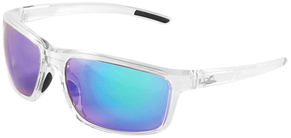 Bullhead Pompano Safety Glasses with Clear Frame and Green Mirror Anti-Fog Lens BH27116AF