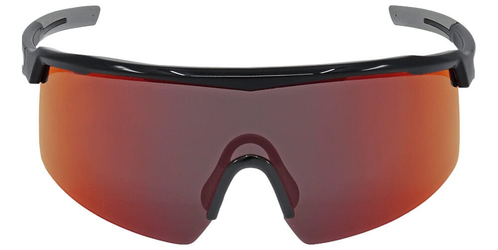 Bullhead Whipray Safety Glasses with Black Frame and Red Mirror Anti-Fog Lens BH32510PFT - Front View