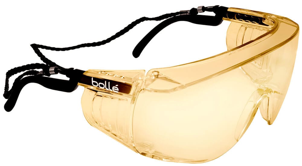 Bolle Override Safety Glasses Black Temples Yellow Anti-Fog Lens