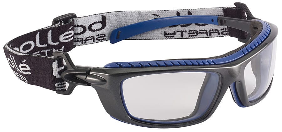 Bolle Baxter Safety Glasses with Black Frame, Strap and Clear Platinum Anti-Fog Lens
