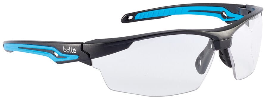 Bolle Tryon Safety Glasses with Black & Blue Frame and Clear Platinum Anti-Fog Lens 40301