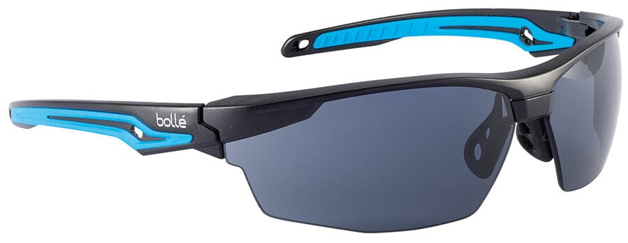 Bolle Tryon Safety Glasses with Black & Blue Frame and Smoke Platinum Anti-Fog Lens 40302
