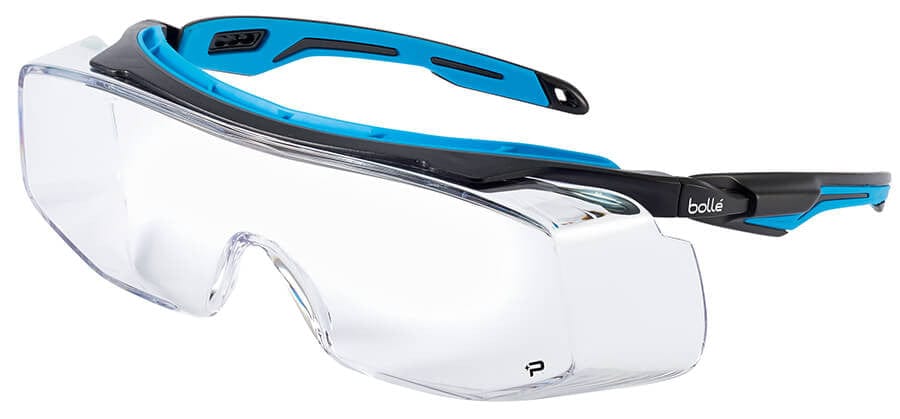 Bolle Tryon OTG Safety Glasses with Black & Blue Frame and Clear Platinum Anti-Fog Lens 40306