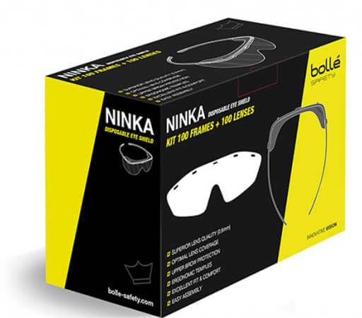 Bolle Ninka Medical Eye Shield Large Kit 100 Frames with 100 Anti-Fog Lenses - Box