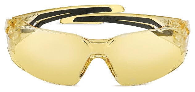 Bolle Silex Safety Glasses with Yellow/Black Temples and Yellow Anti-Fog Lens - Front View