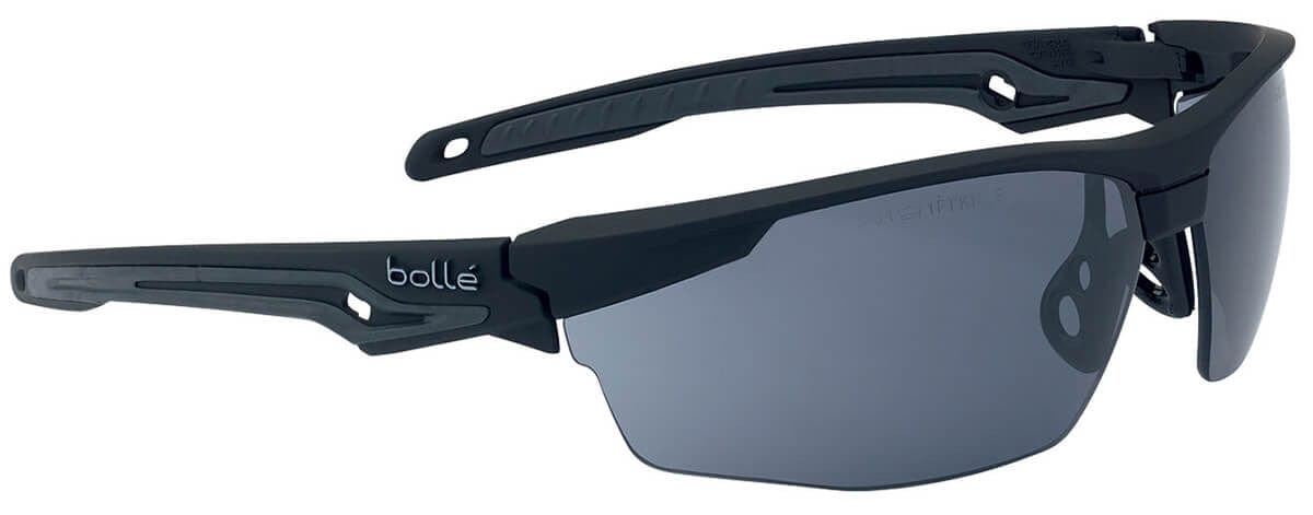 Bolle Tryon BSSI Ballistic Safety Glasses with Black & Gray Frame and Smoke Platinum Anti-Fog Lens