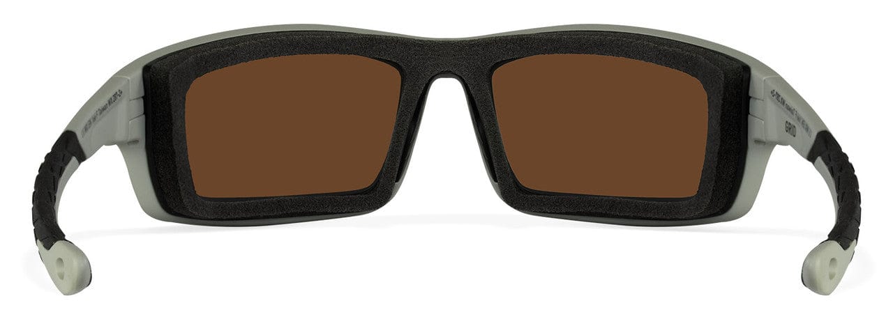 Wiley X Grid Safety Sunglasses with Grey Frame and Captivate Polarized Green Mirror Lens CCGRD07 - Back View