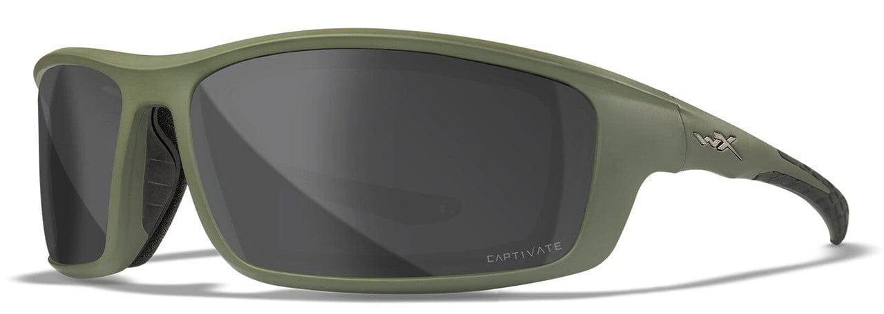 Wiley X Grid Safety Sunglasses with Green Frame and Captivate Polarized Grey Lens  CCGRD08