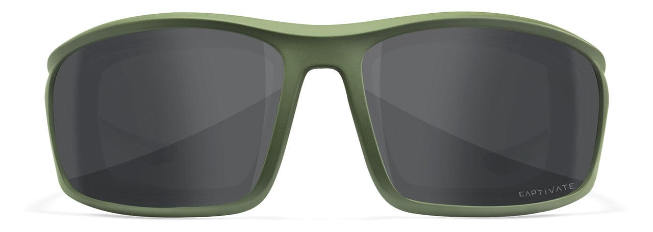 Wiley X Grid Safety Sunglasses with Green Frame and Captivate Polarized Grey Lens  CCGRD08 - Front View