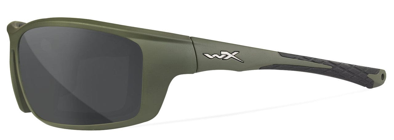 Wiley X Grid Safety Sunglasses with Green Frame and Captivate Polarized Grey Lens  CCGRD08 - Left View