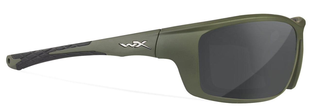 Wiley X Grid Safety Sunglasses with Green Frame and Captivate Polarized Grey Lens  CCGRD08 - Right View