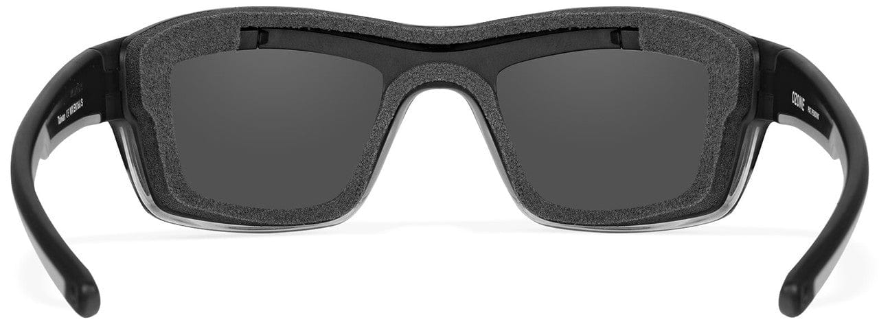 Wiley X Ozone Safety Glasses with Grey Foam-Padded Frame and Silver Flash Lens CCOZN06 - Back View