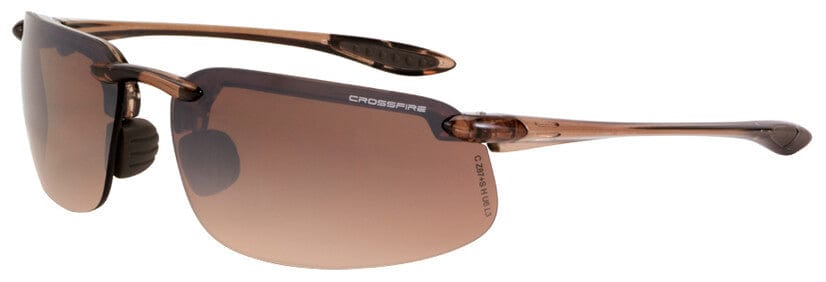 Crossfire ES4 Safety Glasses with Crystal Brown Frame and HD Brown Flash Mirror Lens