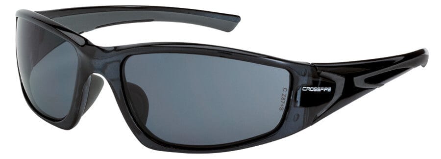 Crossfire RPG Safety Glasses with Crystal Black Frame and Smoke Lens