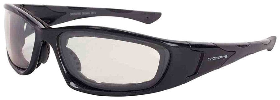 Crossfire MP7 Foam Lined Safety Glasses with Shiny Pearl Gray Frame and Indoor-Outdoor Anti-Fog lens