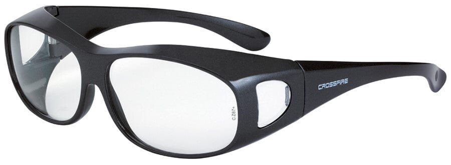 Crossfire OG3 OTG Safety Glasses with Shiny Pearl Gray Frame and Large Clear Lens 3114